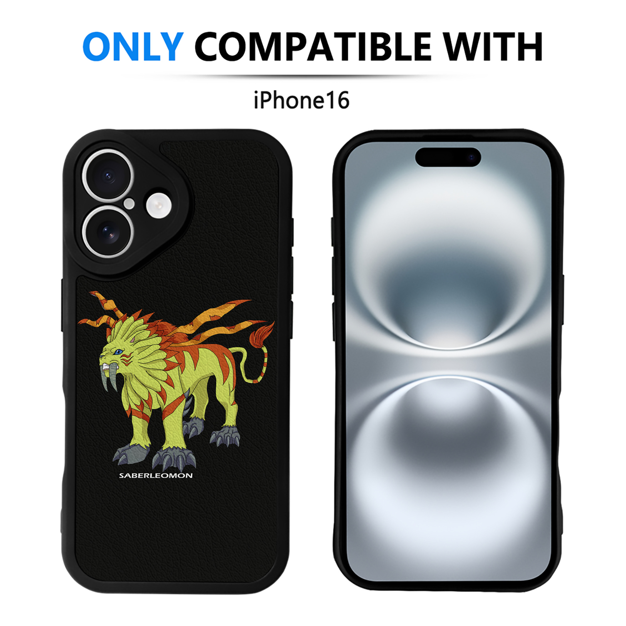 （画像用） Digimon デジタルモンスター/デジモン 【iPhone 16シリーズ対応】シリコンスマホケース（レザー調） 材質：シリコン
